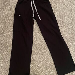 Figs Women Black Joggers with Gray Drawstring